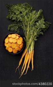 top view arrangement with carrots