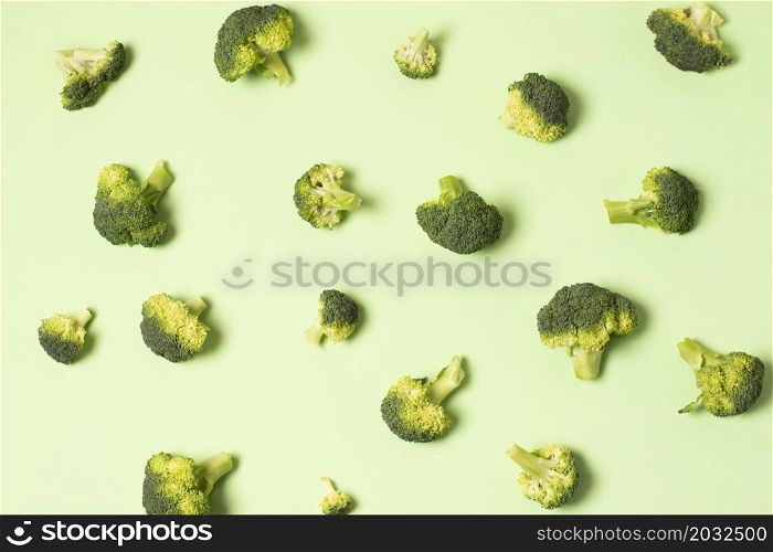top view arrangement with cauliflower green background