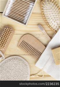 top view arrangement with comb tooth brush