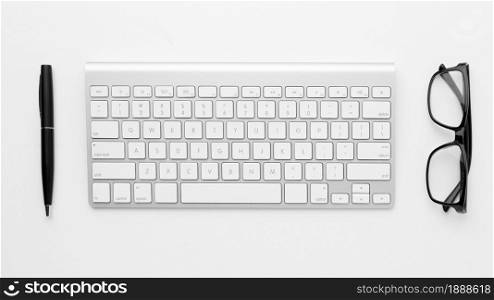 top view arrangement with keyboard. Resolution and high quality beautiful photo. top view arrangement with keyboard. High quality and resolution beautiful photo concept