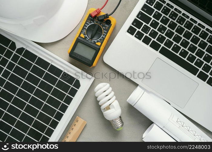 top view arrangement with laptop