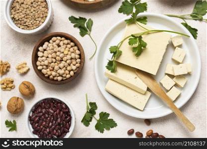top view arrangement with seeds cheese