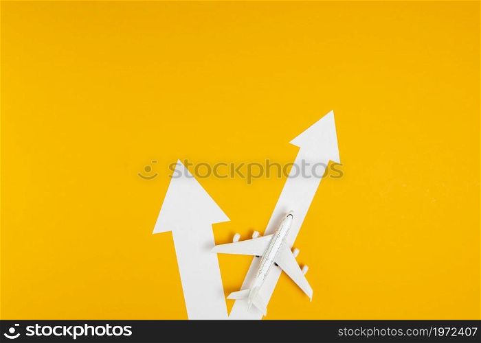 top view arrows with airplane direction. High resolution photo. top view arrows with airplane direction. High quality photo
