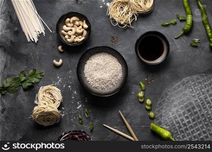 top view asian food ingredients concept 2