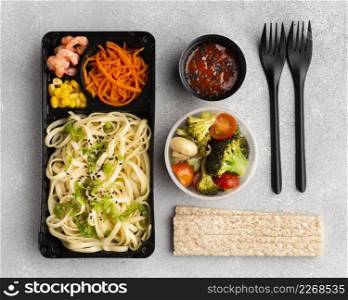 top view assortment different foods table