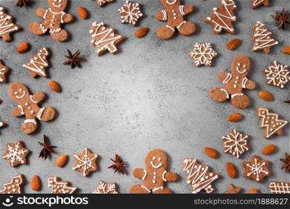 top view assortment gingerbread cookies. Resolution and high quality beautiful photo. top view assortment gingerbread cookies. High quality and resolution beautiful photo concept