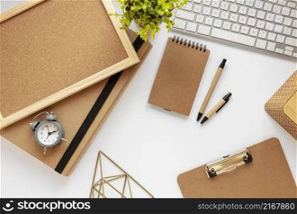 top view assortment natural material stationery