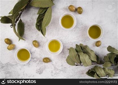 top view assortment olive oil