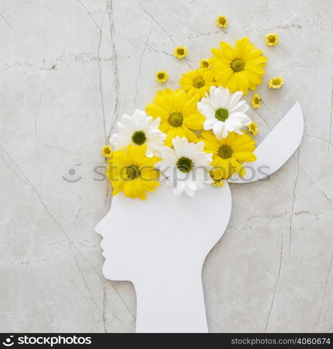 top view assortment optimism concept with flowers