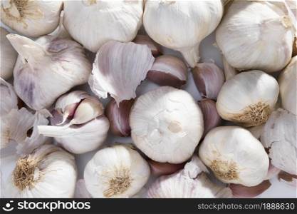 top view assortment organic garlic gloves. Resolution and high quality beautiful photo. top view assortment organic garlic gloves. High quality and resolution beautiful photo concept