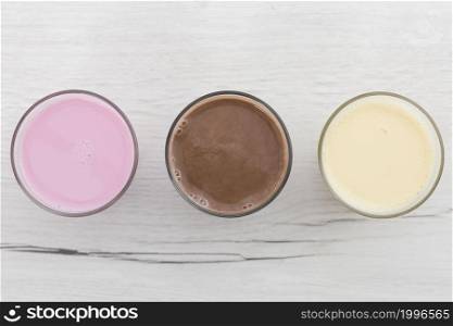 top view assortment smoothies