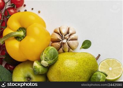 top view assortment vegetables with copy space