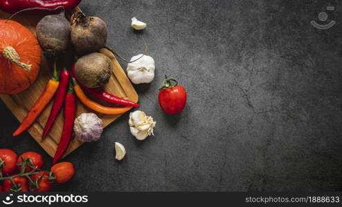 top view assortment veggies dark copy space background. Resolution and high quality beautiful photo. top view assortment veggies dark copy space background. High quality and resolution beautiful photo concept