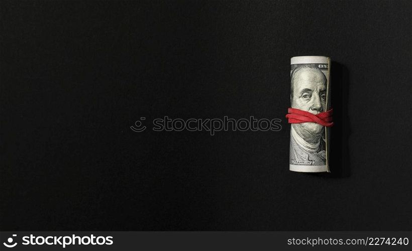 top view bank notes with rubber band copy space. Resolution and high quality beautiful photo. top view bank notes with rubber band copy space. High quality beautiful photo concept