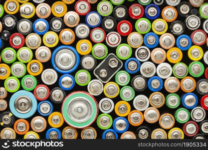 top view battery pollution waste. Beautiful photo. top view battery pollution waste