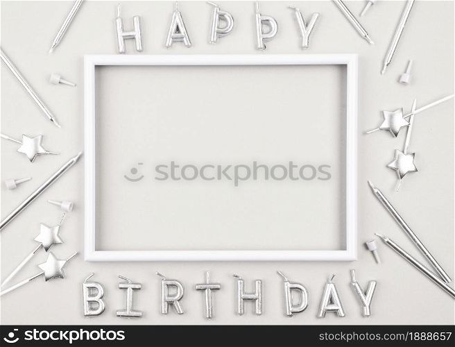top view birthday candles with white frame. Resolution and high quality beautiful photo. top view birthday candles with white frame. High quality and resolution beautiful photo concept