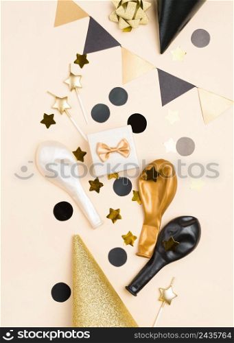 top view birthday decorations arrangement
