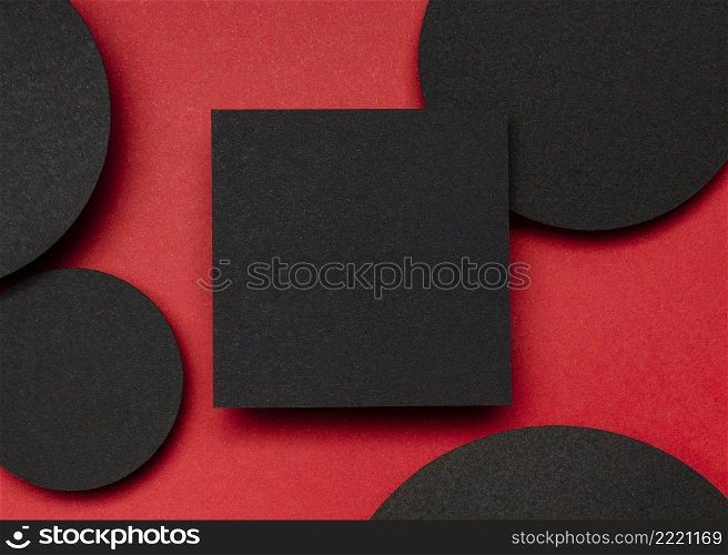 top view black piece paper dots