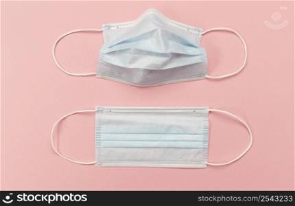 top view blue surgical masks
