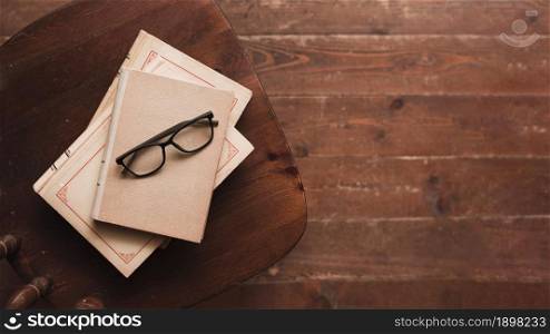 top view books glasses. Resolution and high quality beautiful photo. top view books glasses. High quality beautiful photo concept