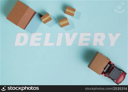 top view boxes delivery arrangement