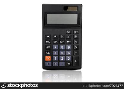 Top view calculator isolated on white background.