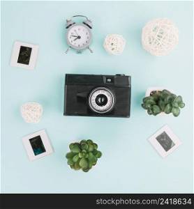 top view camera with negatives clock plants