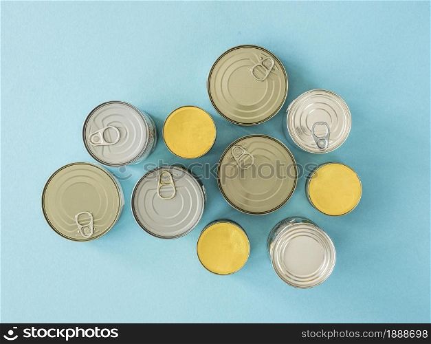 top view canned food donation. Resolution and high quality beautiful photo. top view canned food donation. High quality and resolution beautiful photo concept