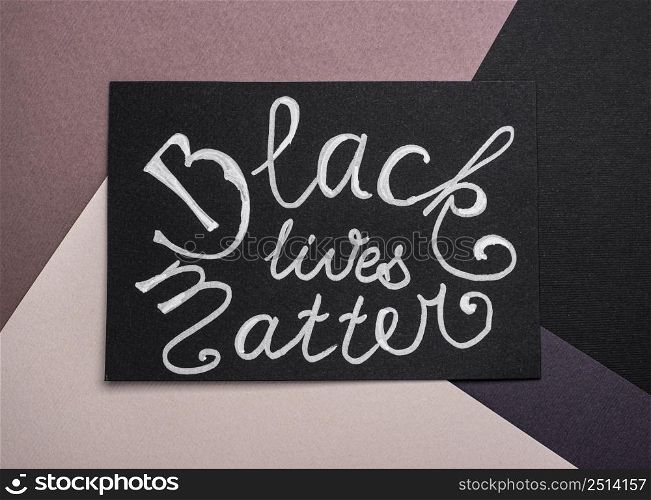 top view card with black lives matter slogan
