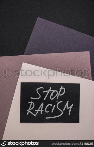 top view card with stop racism