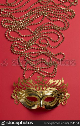 top view carnival mask with beads