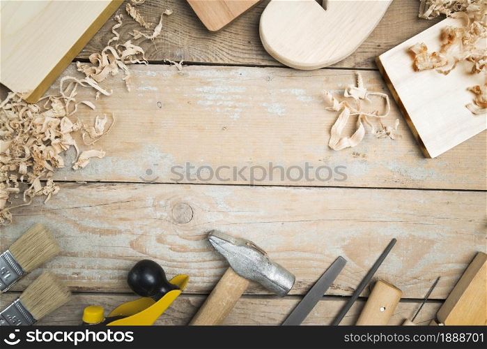 top view carpenter set tools. Resolution and high quality beautiful photo. top view carpenter set tools. High quality and resolution beautiful photo concept