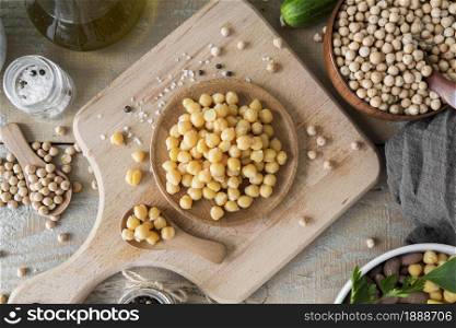top view chickpeas beans concept. Resolution and high quality beautiful photo. top view chickpeas beans concept. High quality and resolution beautiful photo concept