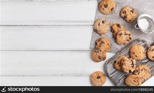 top view chocolate cookies. Resolution and high quality beautiful photo. top view chocolate cookies. High quality beautiful photo concept