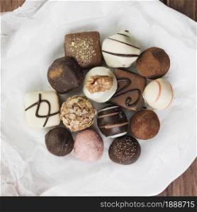 top view chocolate selection plate. Resolution and high quality beautiful photo. top view chocolate selection plate. High quality and resolution beautiful photo concept