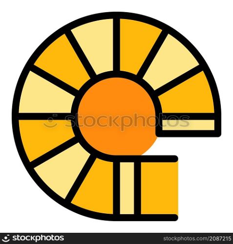 Top view circular stairs icon. Outline top view circular stairs vector icon color flat isolated. Top view circular stairs icon color outline vector