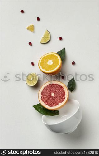 top view citrus with leaves