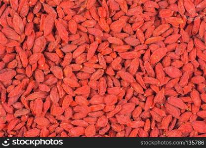 Top view closeup  of goji berries. Healthy and nutrition food concept,cooking concept. Food background.