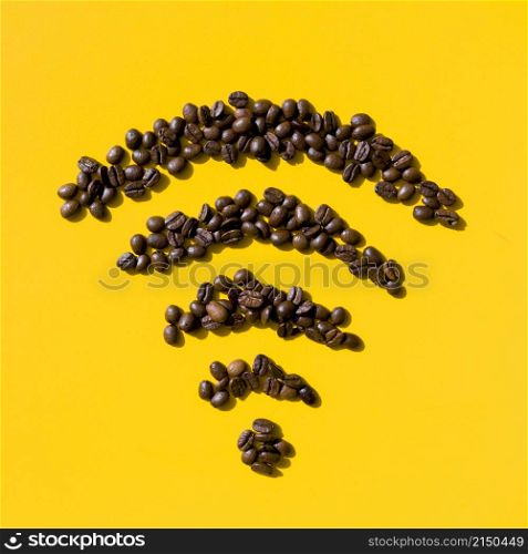 top view coffee grains form
