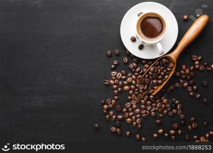 top view coffee with beans table. Resolution and high quality beautiful photo. top view coffee with beans table. High quality beautiful photo concept