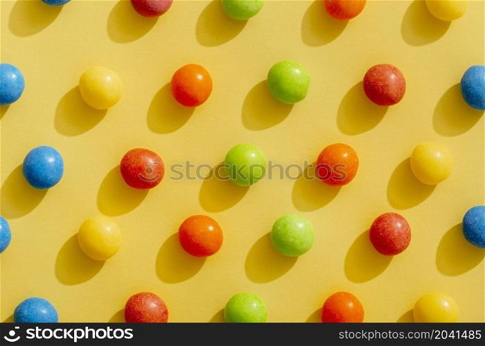 top view color arranged jellybeans