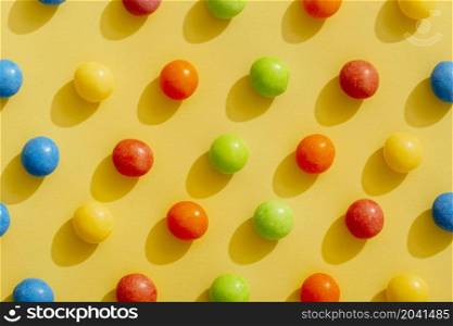 top view color arranged jellybeans