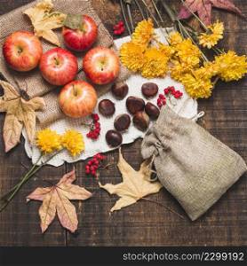 top view colorful autumn composition