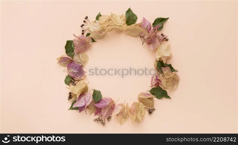 top view colorful autumn leaves wreath