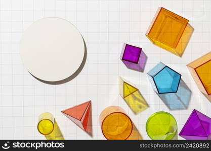 top view colorful geometric shapes