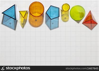 top view colorful geometric shapes with copy space
