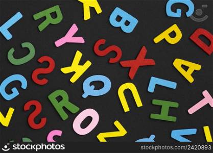 top view colorful letters arrangement