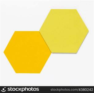 top view colorful paper hexagon