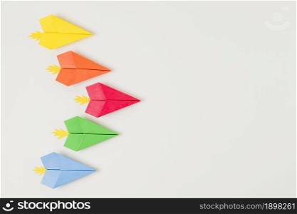 top view colorful paper planes. Resolution and high quality beautiful photo. top view colorful paper planes. High quality beautiful photo concept