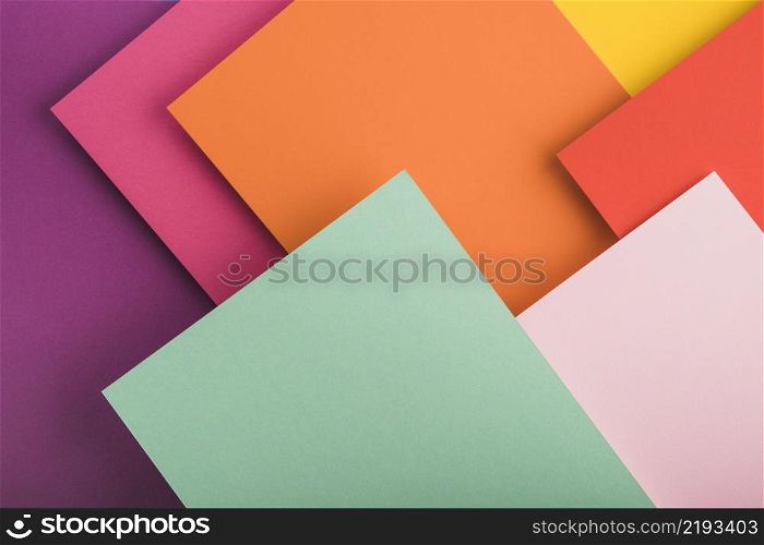 top view colorful paper sheets
